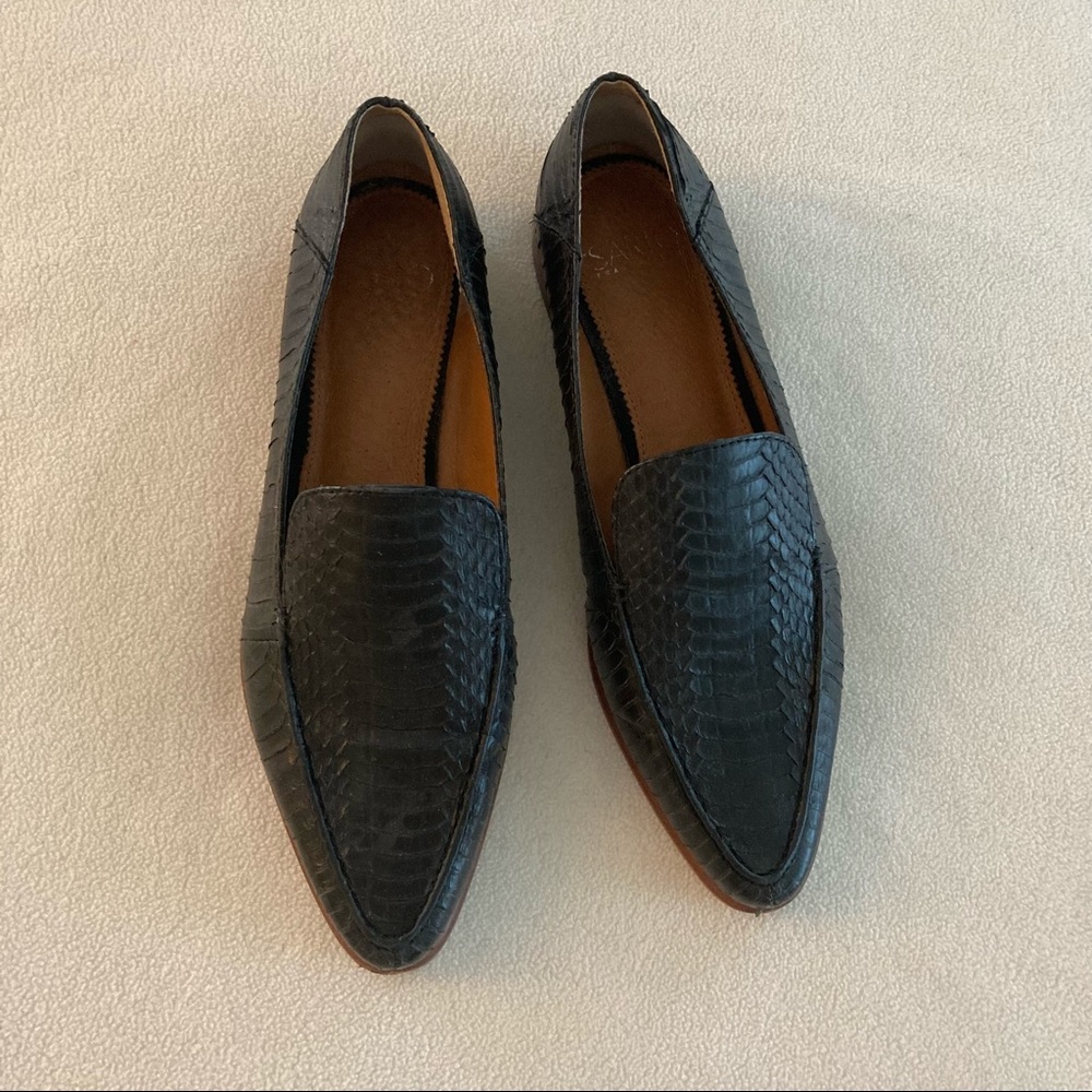 SARTO Franco Sarto Black Snakeskin Flats